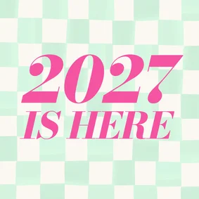 Vrolijk nieuwjaarskaartje 2027 is here groen geblokt