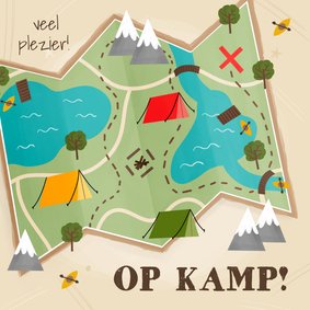 Vrolijk vakantiekaartje veel plezier op kamp landkaart