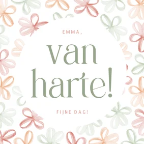 Vrolijk verjaardagskaartje met gekleurde bloemen