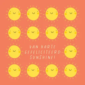 Vrolijk verjaardagskaartje met smiley zonnetjes