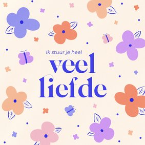 Vrolijk wenskaartje veel liefde met bloemetjes