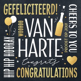 Vrolijke felicitatie kaart Gefeliciteerd teksten