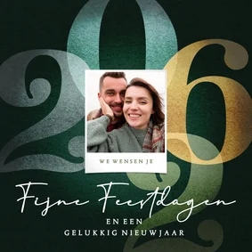 Vrolijke foto kerstkaart 2026 in groen