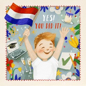 Vrolijke geslaagdkaart voor iemand die is afgestudeerd!