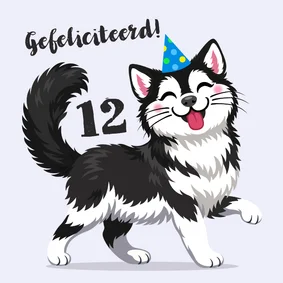 Vrolijke husky verjaardagskaart