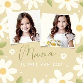 Vrolijke kaart voor Moederdag witte bloemetjes