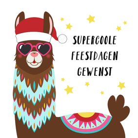 Vrolijke kerstkaart met alpaca