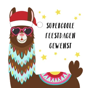 Vrolijke kerstkaart met alpaca