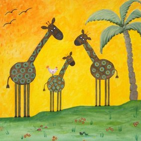 Vrolijke kinderkaart met drie giraffes