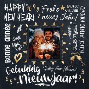 Vrolijke nieuwjaarskaart internationaal met foto