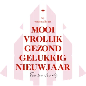 Vrolijke nieuwjaarskaart kerstboompje roze wit gestreept
