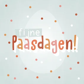 Vrolijke Paaskaart met paasei, confetti en Fijne Paasdagen!