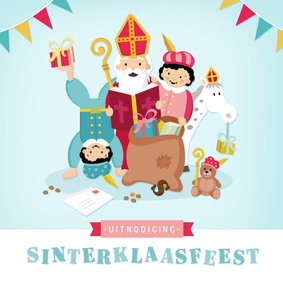 Vrolijke uitnodiging voor een bedrijf Sinterklaasfeest 