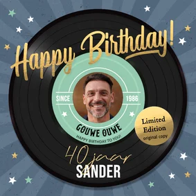 Vrolijke verjaardagskaart felicitatie kaart man LP