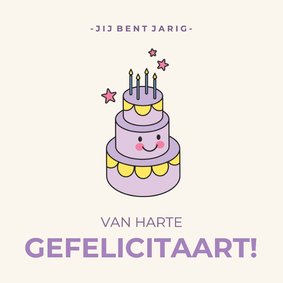 Vrolijke verjaardagskaart gefelicitaart met lachende taart