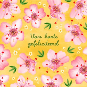 Vrolijke verjaardagskaart met bloesem