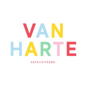 Vrolijke verjaardagskaart van harte met regenboog typografie