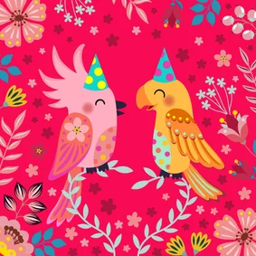 Vrolijke vogels verjaardagskaart