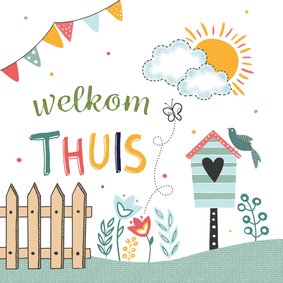 Vrolijke Welkom Thuis kaart met beterschapswens