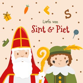 Vrolijke wenskaart Sinterklaas liefs van Sint en Piet