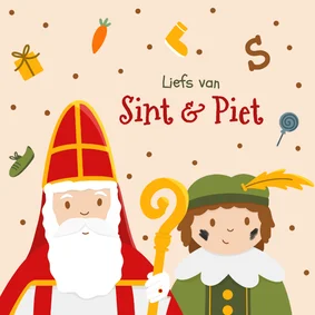 Vrolijke wenskaart Sinterklaas liefs van Sint en Piet
