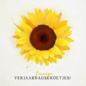 Vrolijke zomerse verjaardagskaart met een zonnebloem