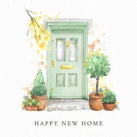 Waterverf felicitatiekaart voor een nieuwe woning