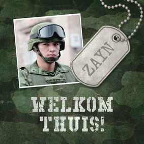Welkom thuis militair met foto en legerplaatje 