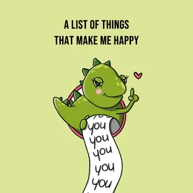 Wenskaart 'a list with things that make me happy' kaartje
