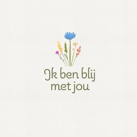 Wenskaart blij met jou subtiel bloemen minimalistisch