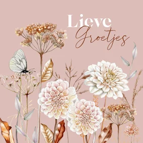 Wenskaart bloemen en takken