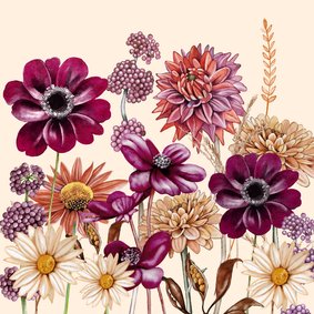 Wenskaart bloemen in de herfst