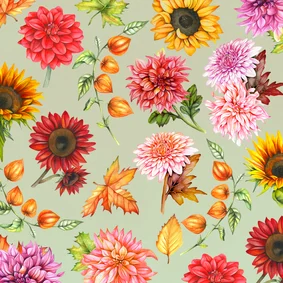 Wenskaart Bloemen in de herfstsfeer