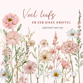 Wenskaart bloemen in pastelkleuren