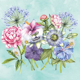 Wenskaart Bloemen kleurrijk