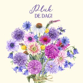 Wenskaart boeket bloemen