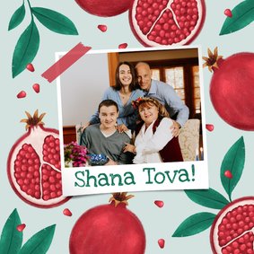 Wenskaart granaatappel illustratie Shana Tova foto