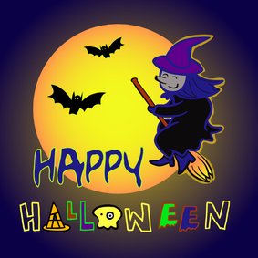 Wenskaart Happy Halloween heks kaart