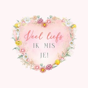 Wenskaart hart droogbloemen