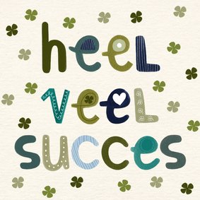 Wenskaart heel veel succes examen school klavertje vier