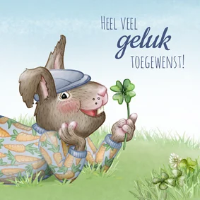 Wenskaart klaver geluk sterkte konijn