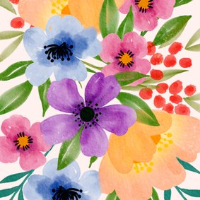Wenskaart kleurrijke bloemen