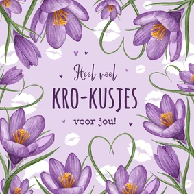 Wenskaart krokussen kusjes stijlvol liefdevol zomaar