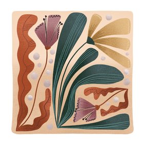 Wenskaart met bloemen in warme kleuren