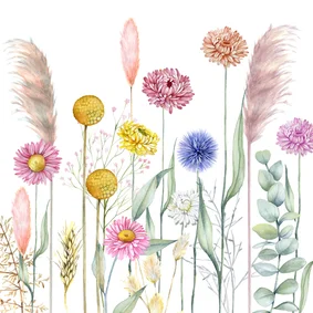 Wenskaart met droogbloemen