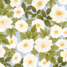 Wenskaart met klassieke witte bloemen
