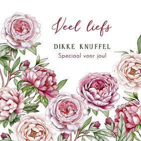 Wenskaart mooie dubbele rozen