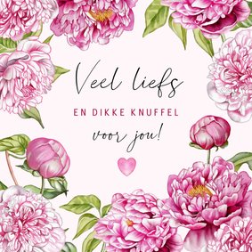 Wenskaart pioenrozen roze