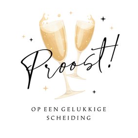 Wenskaart scheiding proost gelukkig gescheiden 