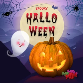 Wenskaart spooky halloween pompoen